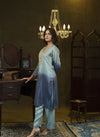 Blue ombre hand embroidered kurta set