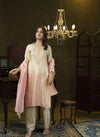 Beige & Peach Ombre hand embroidered kurta pant