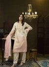 Beige & Peach Ombre hand embroidered kurta pant