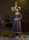 Navy blue embroidered anarkali set