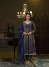 Navy blue embroidered anarkali set