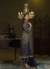 Navy blue embroidered anarkali set