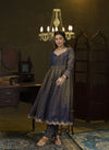 Navy blue embroidered anarkali set