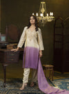 Beige & Lavender Ombre hand embroidered kurta set