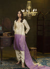 Beige & Lavender Ombre hand embroidered kurta set