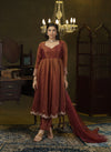 Maroon embroidered anarkali set