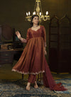 Maroon embroidered anarkali set