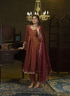 Maroon embroidered anarkali set