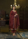 Maroon embroidered anarkali set