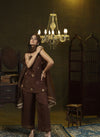 Brown hand embroidered palazzo set