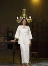 White hand embroidered jacket Kurta and spaghetti top set