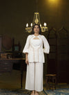 White hand embroidered jacket Kurta and spaghetti top set