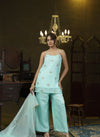 Mint hand embroidered palazzo set