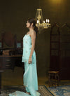 Mint hand embroidered palazzo set