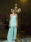 Mint hand embroidered palazzo set