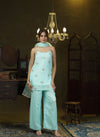 Mint hand embroidered palazzo set