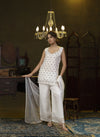 White embroidered kurta palazzo set