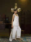 White embroidered kurta palazzo set