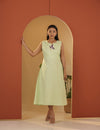 Light green tulip midi dress.