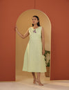 Light green tulip midi dress.