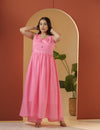 Mul mul morning Baby pink kurta pant set.