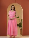 Mul mul morning Baby pink kurta pant set.