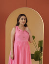 Mul mul morning Baby pink kurta pant set.