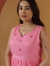 Mul mul morning Baby pink kurta pant set.