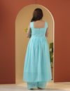 Sky blue Muse kurta pant set.