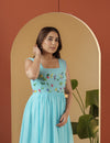 Sky blue Muse kurta pant set.