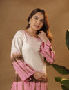 Shibori baby Pink and brown Midi dress.