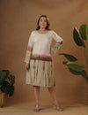 Shibori Light Green and brown Midi dress.
