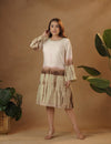 Shibori Light Green and brown Midi dress.