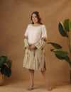 Shibori Light Green and brown Midi dress.