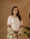 Shibori Light Green and brown Midi dress.