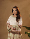 Shibori Light Green and brown Midi dress.