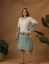 Shibori Sky Blue and brown Midi dress.