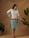 Shibori Sky Blue and brown Midi dress.