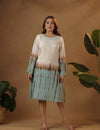 Shibori Sky Blue and brown Midi dress.