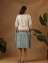 Shibori Sky Blue and brown Midi dress.