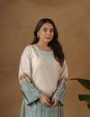 Shibori Sky Blue and brown Midi dress.