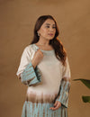 Shibori Sky Blue and brown Midi dress.