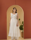 White cotton calm Kurta pant set.