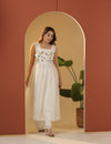White cotton calm Kurta pant set.
