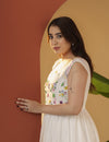 White cotton calm Kurta pant set.