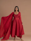 Women Anarkali Suit Set-Red, Festive & Wedding Wear