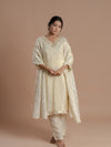 CREAM TISSUE SILK KURTA SET