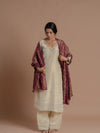 Women Silk Kurta Pant Set With Dupatta-Beige, Festive  & Wedding Wear