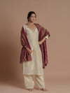 Women Silk Kurta Pant Set With Dupatta-Beige, Festive  & Wedding Wear