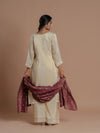 Women Silk Kurta Pant Set With Dupatta-Beige, Festive  & Wedding Wear